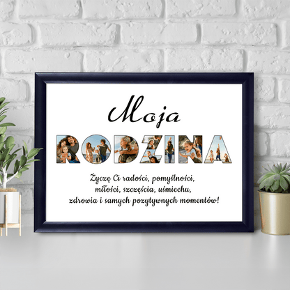 Moja rodzina fotonapis - Druk na szkle, spersonalizowany prezent dla rodziny - idamell.com