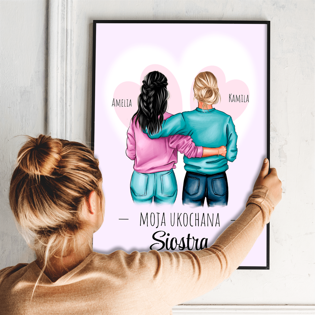Moja ukochana siostra - plakat, spersonalizowany prezent dla siostry - idamell.com