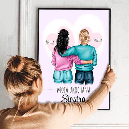 Moja ukochana siostra - plakat, spersonalizowany prezent dla siostry - idamell.com