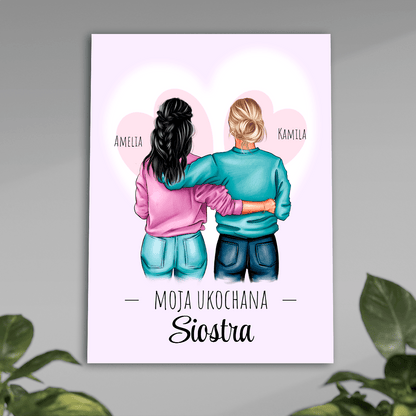 Moja ukochana siostra - plakat, spersonalizowany prezent dla siostry - idamell.com