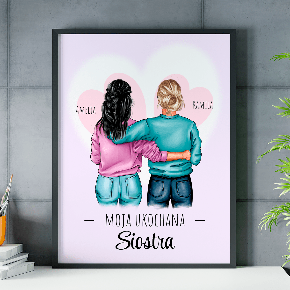 Moja ukochana siostra - plakat, spersonalizowany prezent dla siostry - idamell.com