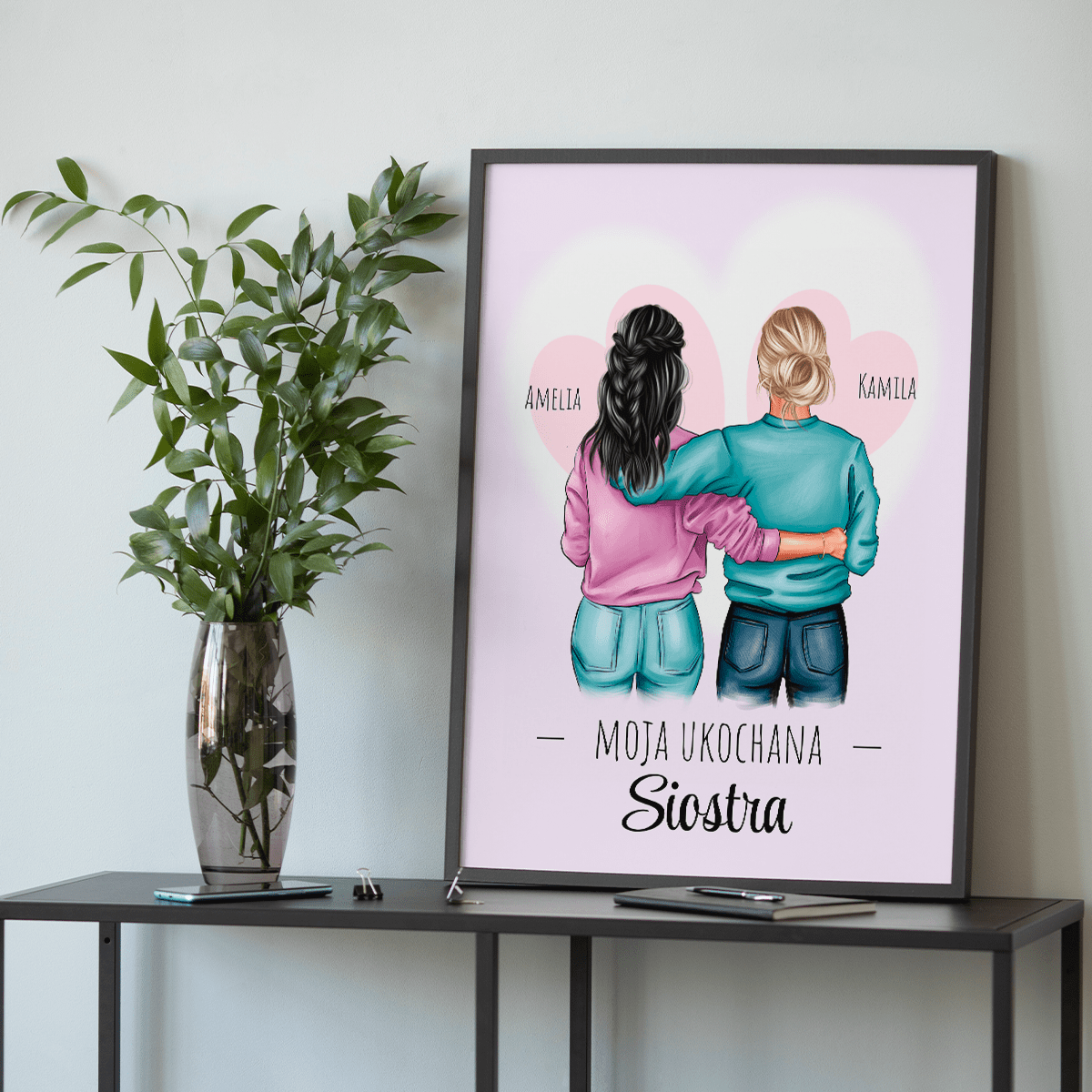 Moja ukochana siostra - plakat, spersonalizowany prezent dla siostry - idamell.com