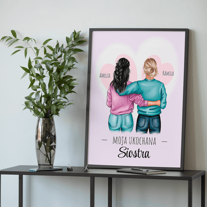 Moja ukochana siostra - plakat, spersonalizowany prezent dla siostry - idamell.com