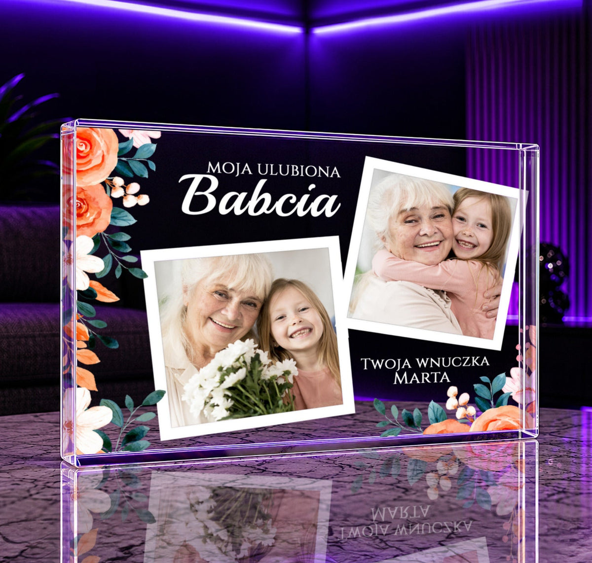 Moja ulubiona babcia - Druk na szkle, spersonalizowany prezent dla babci - idamell.com