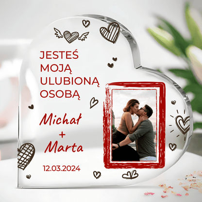 Moja ulubiona osoba - Szklane serce, spersonalizowany prezent dla niej - idamell.com