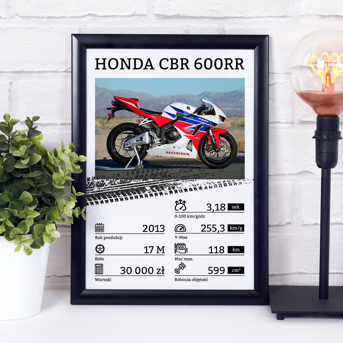 Motocykl - Druk na szkle, spersonalizowany prezent dla motocyklisty - idamell.com