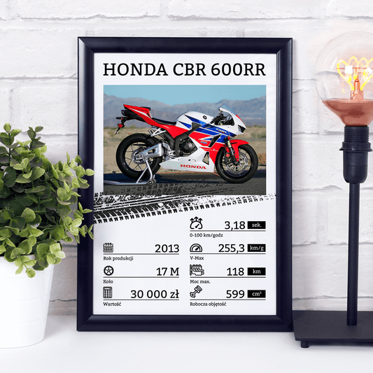 Motocykl - Druk na szkle, spersonalizowany prezent dla motocyklisty - idamell.com
