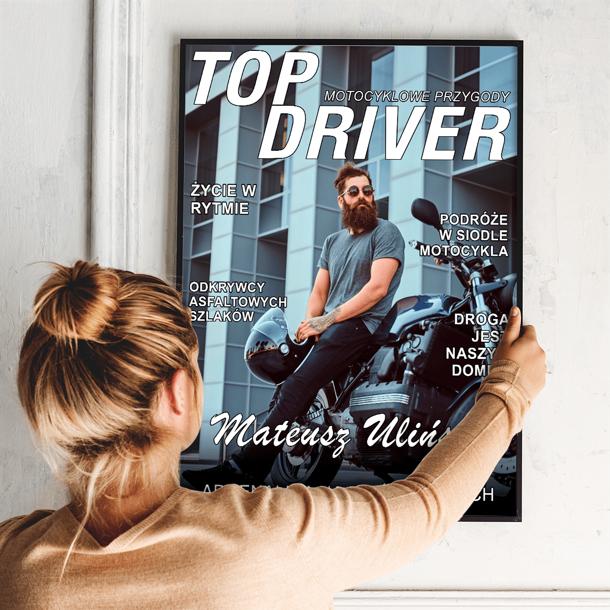 Motocyklista - plakat, spersonalizowany prezent dla niego - idamell.com