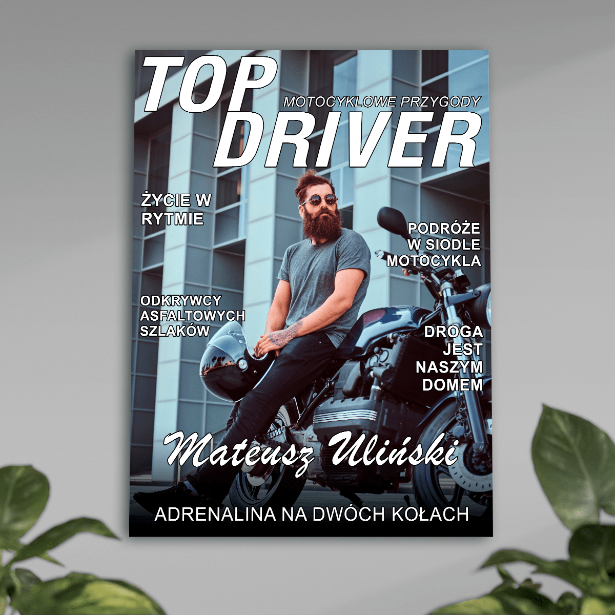Motocyklista - plakat, spersonalizowany prezent dla niego - idamell.com