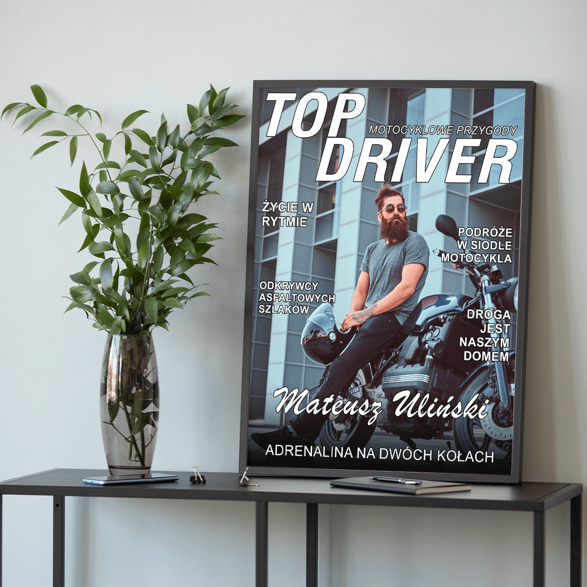 Motocyklista - plakat, spersonalizowany prezent dla niego - idamell.com