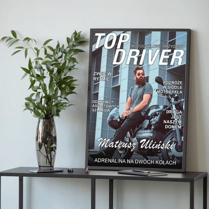 Motocyklista - plakat, spersonalizowany prezent dla niego - idamell.com