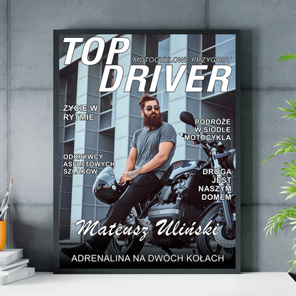 Motocyklista - plakat, spersonalizowany prezent dla niego - idamell.com
