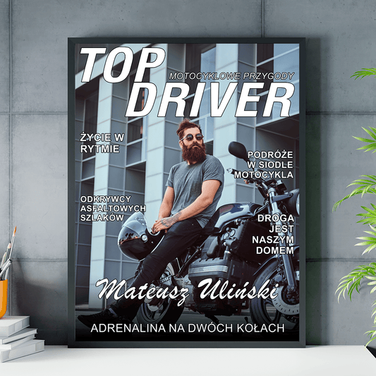 Motocyklista - plakat, spersonalizowany prezent dla niego - idamell.com