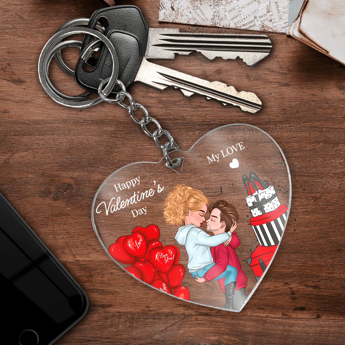 My Love Clipart - brelok do kluczy serce, spersonalizowany prezent dla niej - idamell.com