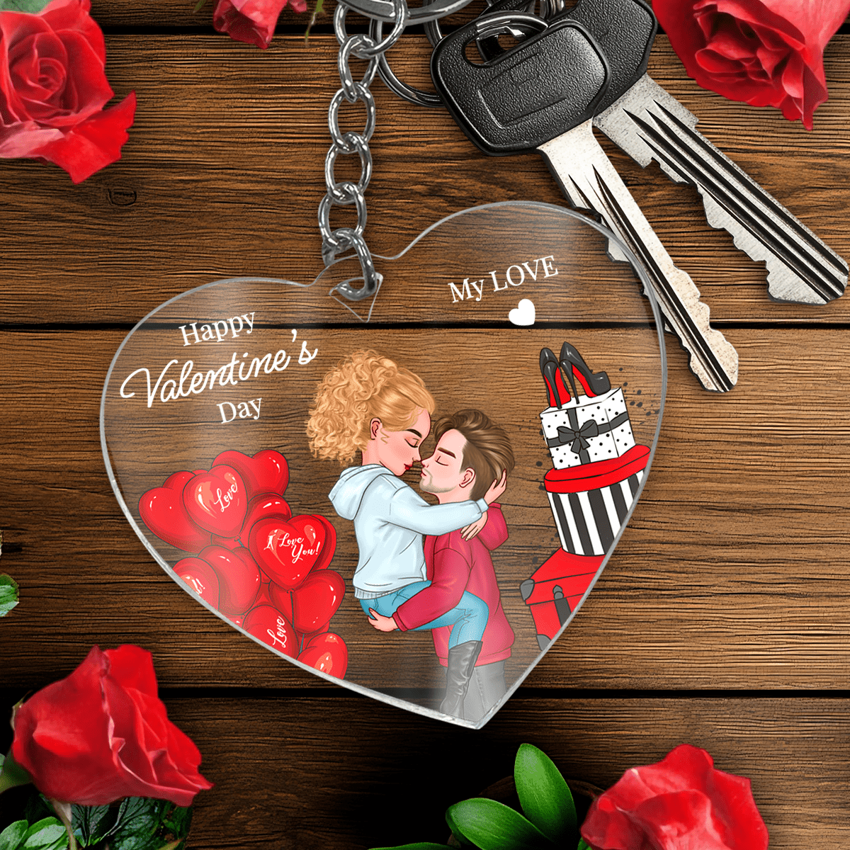 My Love Clipart - brelok do kluczy serce, spersonalizowany prezent dla niej - idamell.com