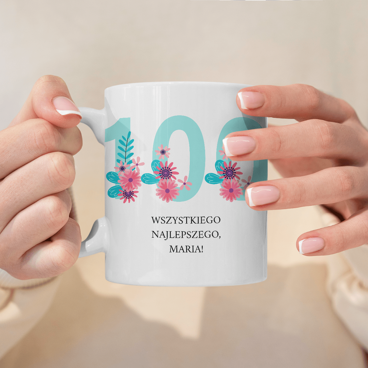 Na 100. urodziny - 1x Kubek z nadrukiem, spersonalizowany prezent dla babci - idamell.com