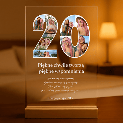 Na 20. urodziny - Druk na szkle, spersonalizowany prezent dla przyjaciółki - idamell.com