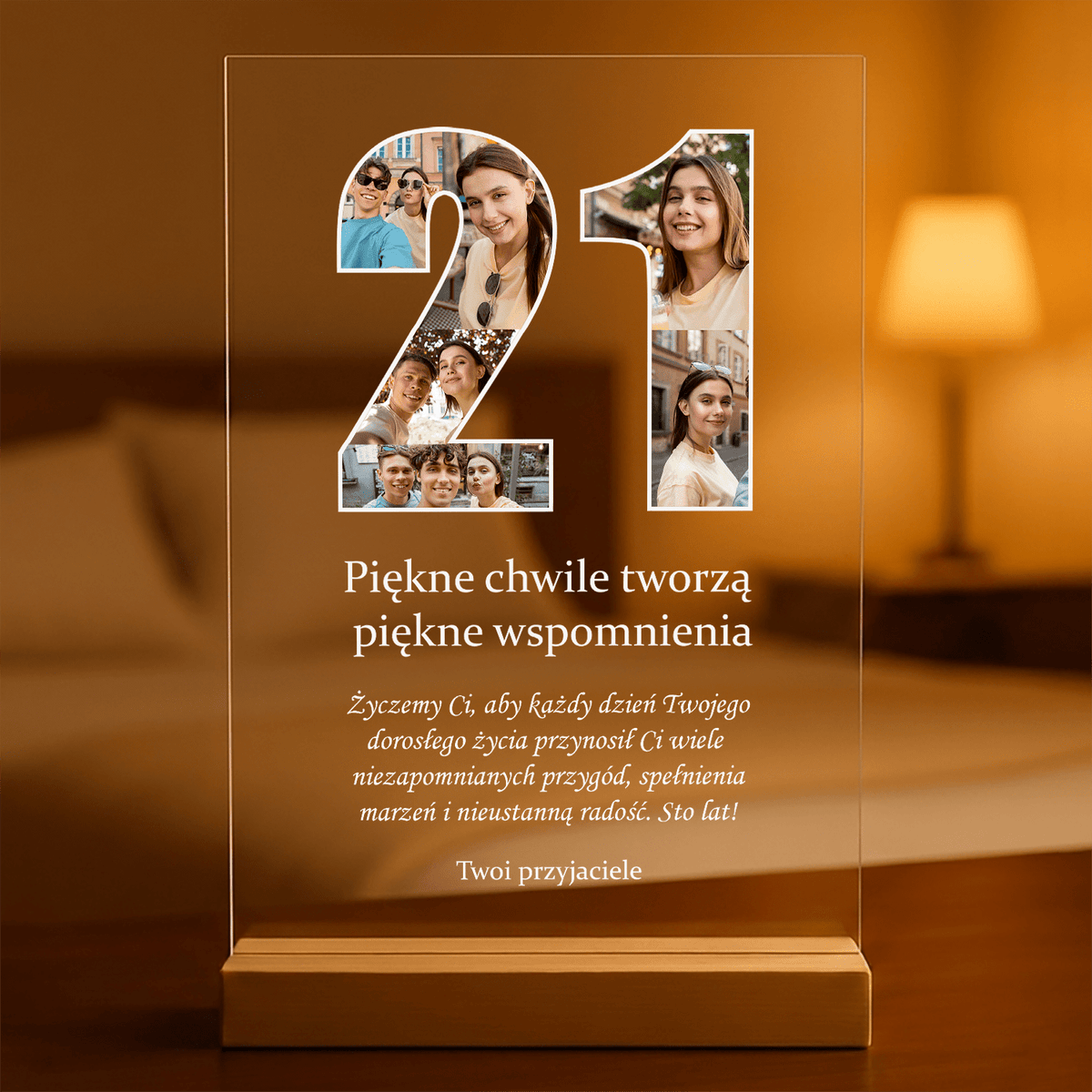 Na 21. urodziny - Druk na szkle, spersonalizowany prezent dla przyjaciółki - idamell.com