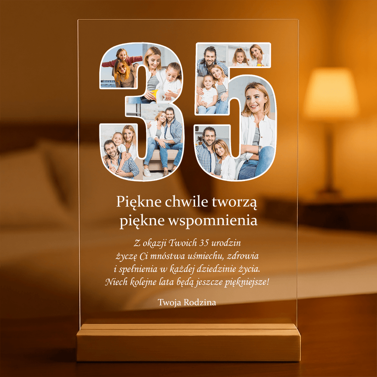 Na 35. urodziny - Druk na szkle, spersonalizowany prezent dla przyjaciółki - idamell.com