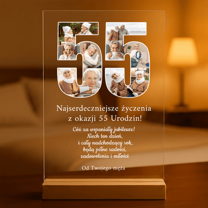 Na 55. urodziny - Druk na szkle, spersonalizowany prezent dla żony - idamell.com