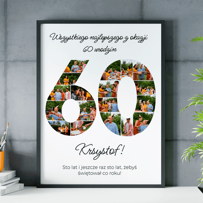 Na 60 urodziny - plakat, spersonalizowany prezent dla mężczyzny - idamell.com