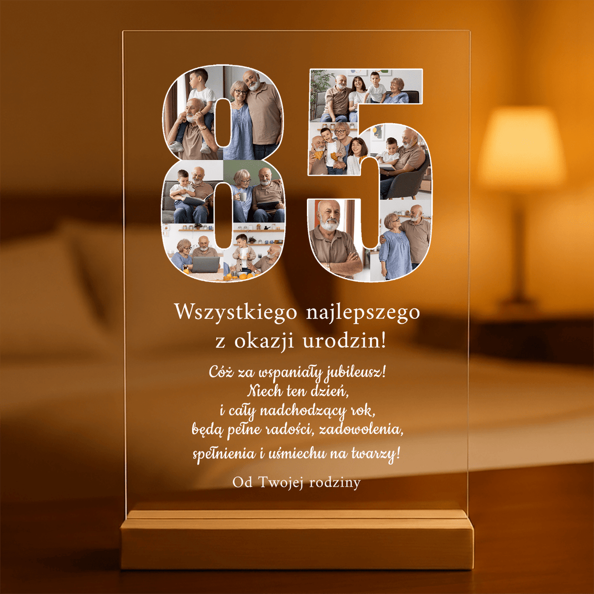 Na 85. urodziny - Druk na szkle, spersonalizowany prezent dla dziadka - idamell.com