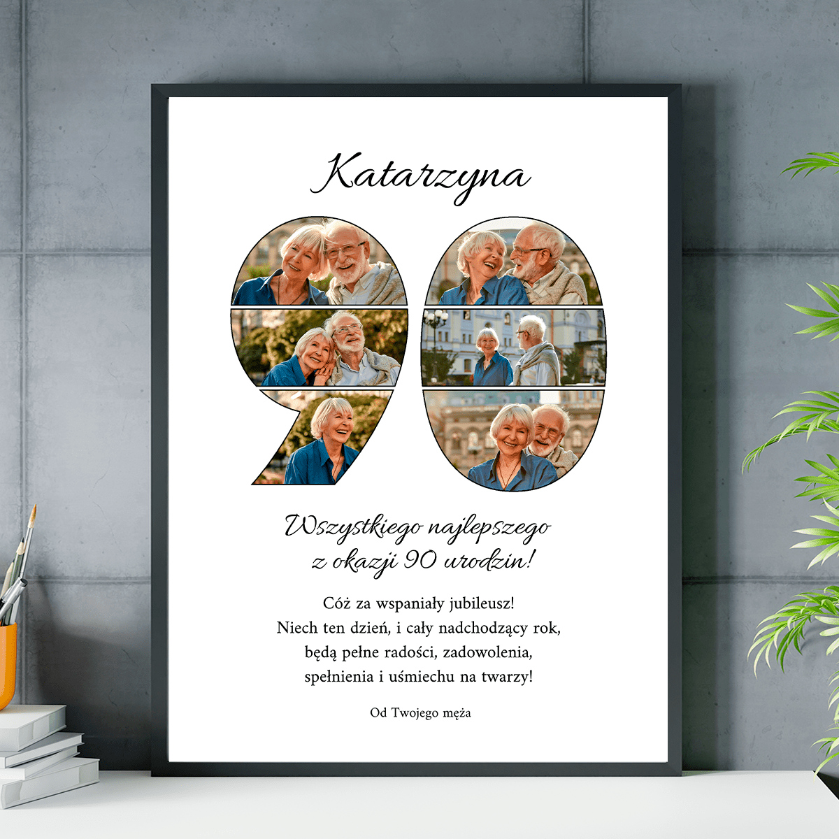 Na 90 urodziny - plakat, spersonalizowany prezent dla żony - idamell.com
