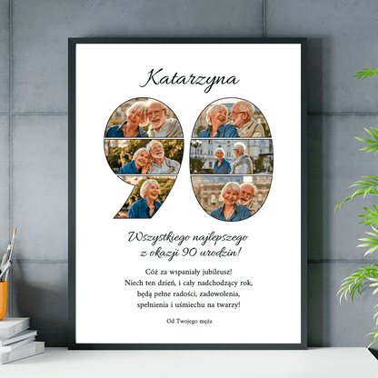 Na 90 urodziny - plakat, spersonalizowany prezent dla żony - idamell.com