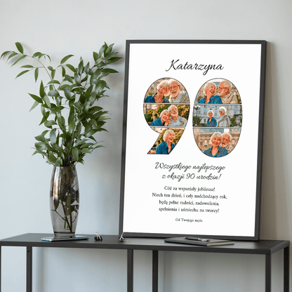 Na 90 urodziny - plakat, spersonalizowany prezent dla żony - idamell.com