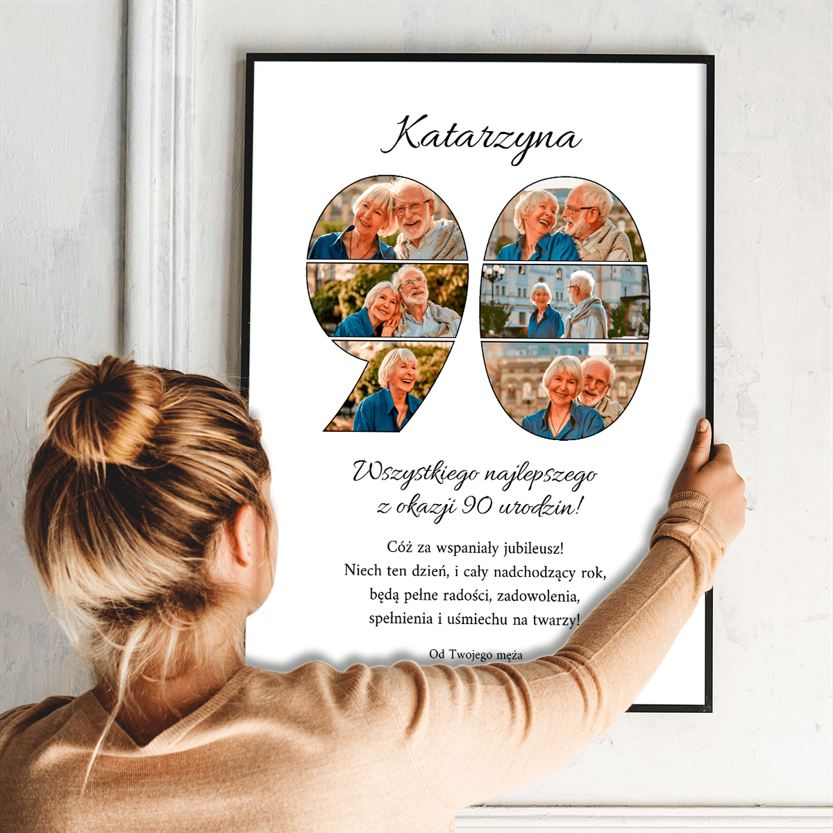Na 90 urodziny - plakat, spersonalizowany prezent dla żony - idamell.com