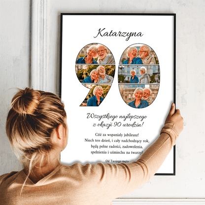 Na 90 urodziny - plakat, spersonalizowany prezent dla żony - idamell.com