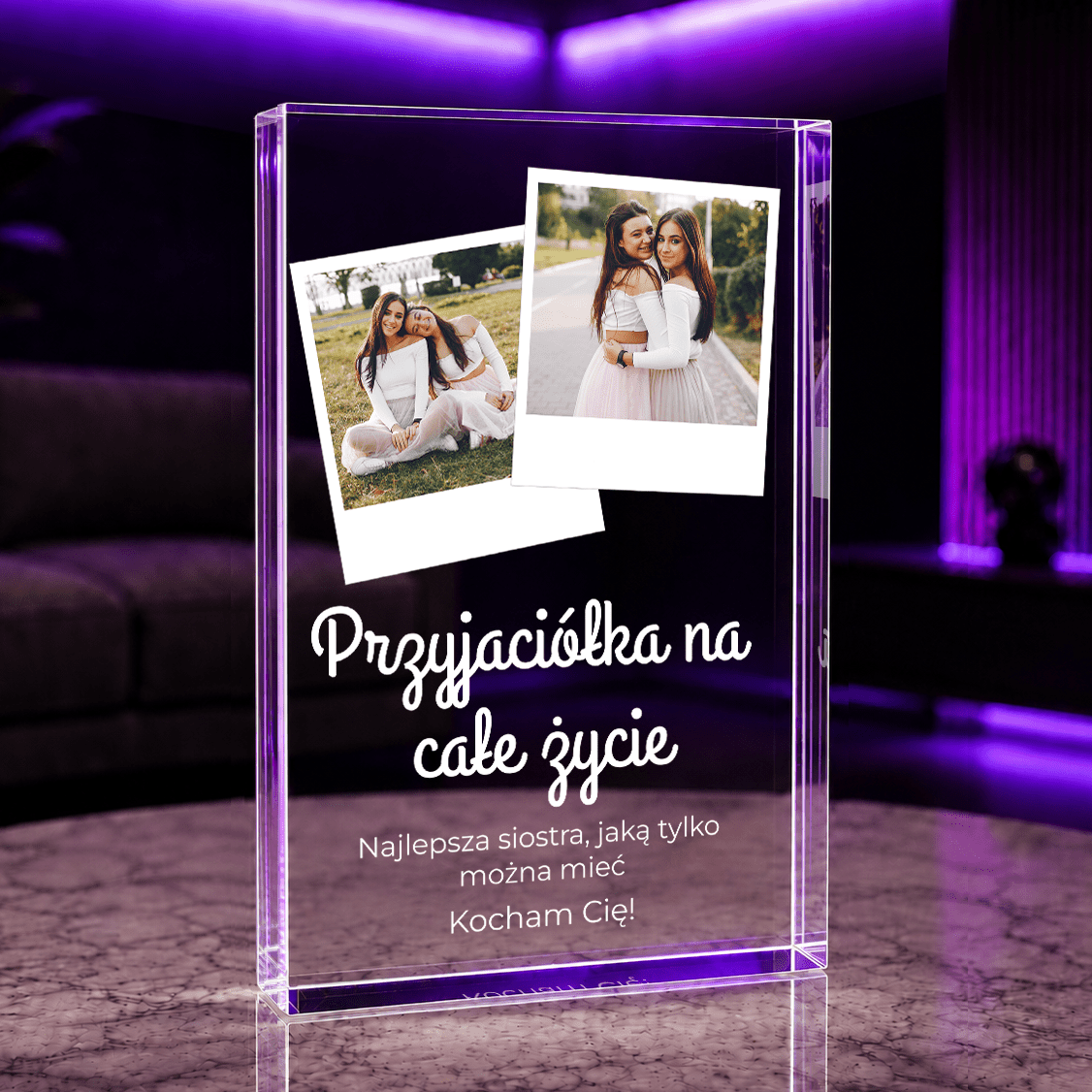 Na całe życie - Druk na szkle, spersonalizowany prezent dla siostry - idamell.com