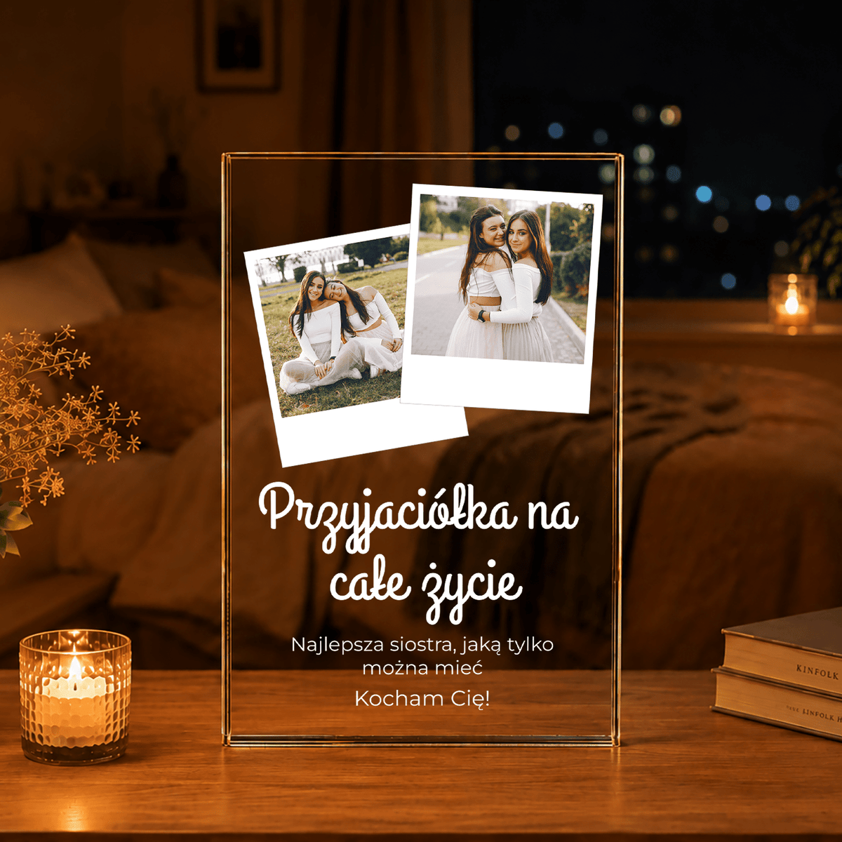 Na całe życie - Druk na szkle, spersonalizowany prezent dla siostry - idamell.com