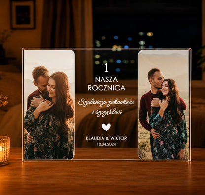 Na naszą pierwszą rocznicę - Druk na szkle, spersonalizowany prezent dla pary - idamell.com
