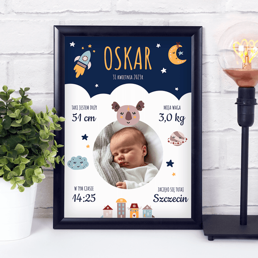 Na pamiątkę narodzin - Druk na szkle, spersonalizowany prezent dla dziecka - idamell.com