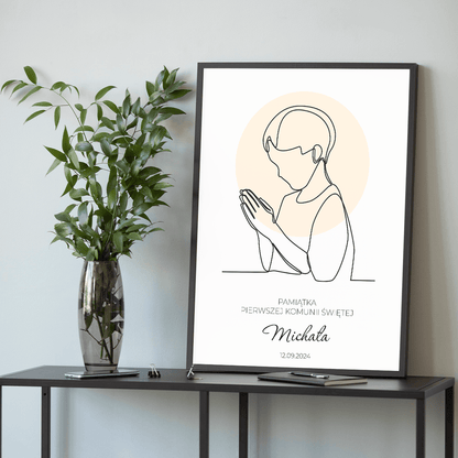 Na Pierwszą Komunię Świętą - plakat, spersonalizowany prezent dla dziecka - idamell.com