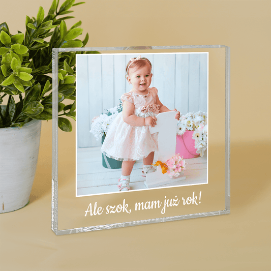 Na pierwsze urodziny - Druk na kwadratowym szkle, spersonalizowany prezent dla dziecka - idamell.com