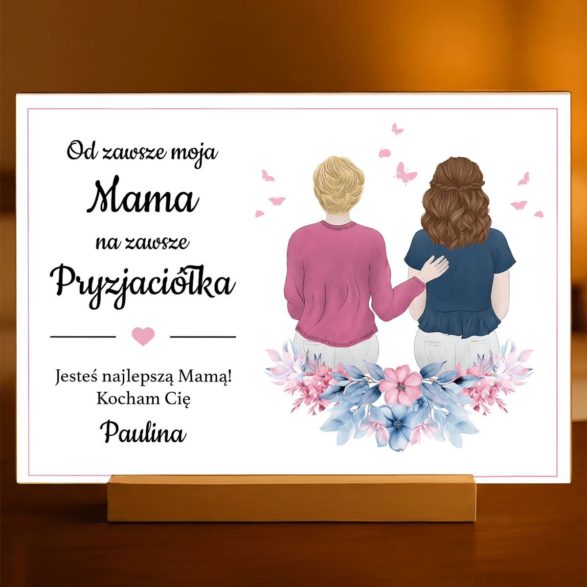 Na zawsze przyjaciółka - Druk na szkle, spersonalizowany prezent dla mamy - idamell.com