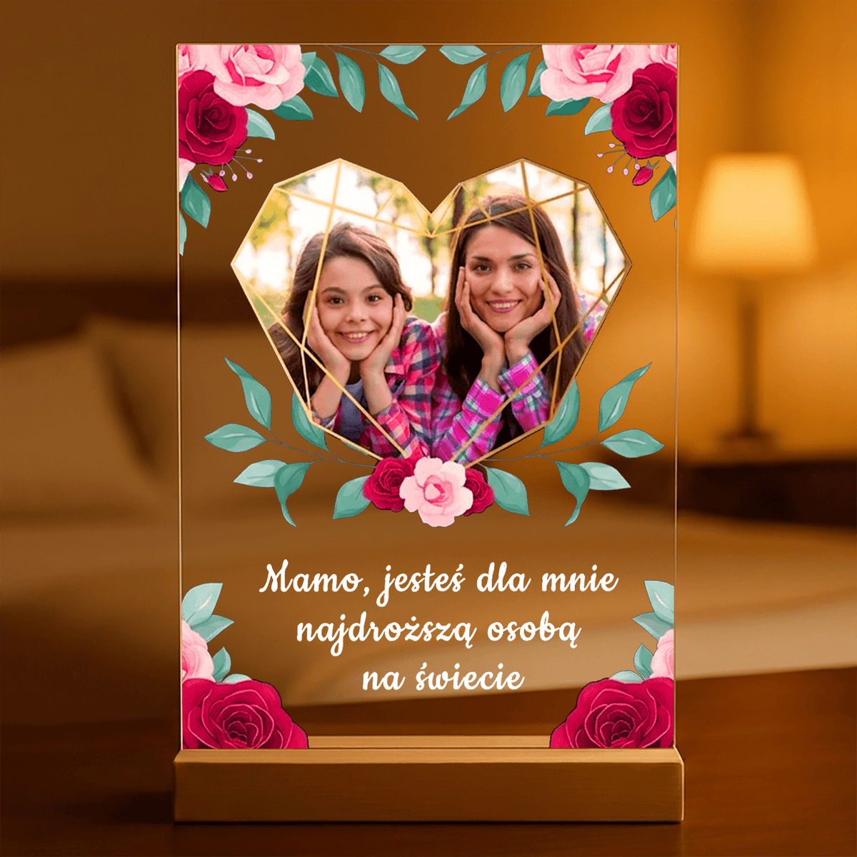 Najdroższa osoba na świecie - Druk na szkle, spersonalizowany prezent dla mamy - idamell.com