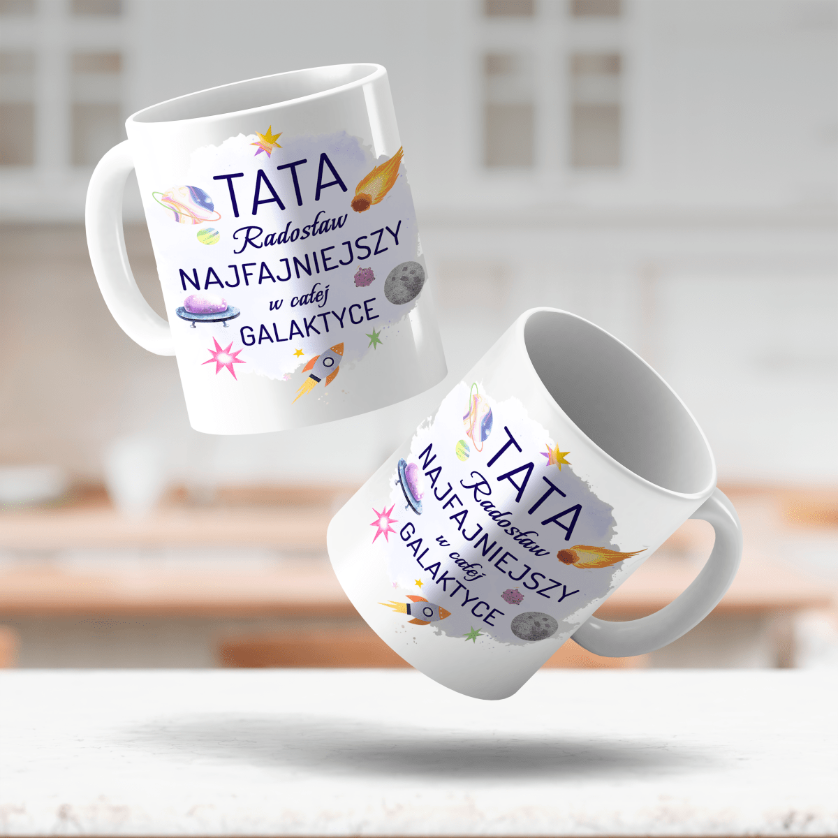 Najfajniejszy tata w całej galaktyce - 1x Kubek z nadrukiem, spersonalizowany prezent dla taty - idamell.com