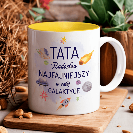 Najfajniejszy tata w całej galaktyce - 1x Kubek z nadrukiem, spersonalizowany prezent dla taty - idamell.com
