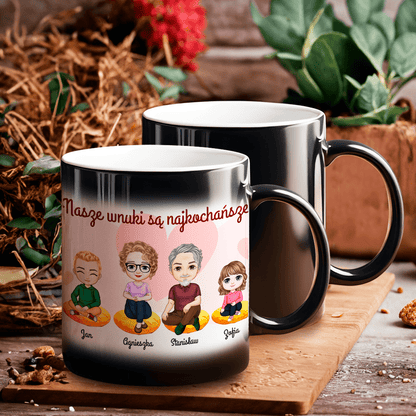 Najkochańsze wnuki Clipart - 1x Kubek magiczny z nadrukiem, spersonalizowany prezent dla dziadków - idamell.com