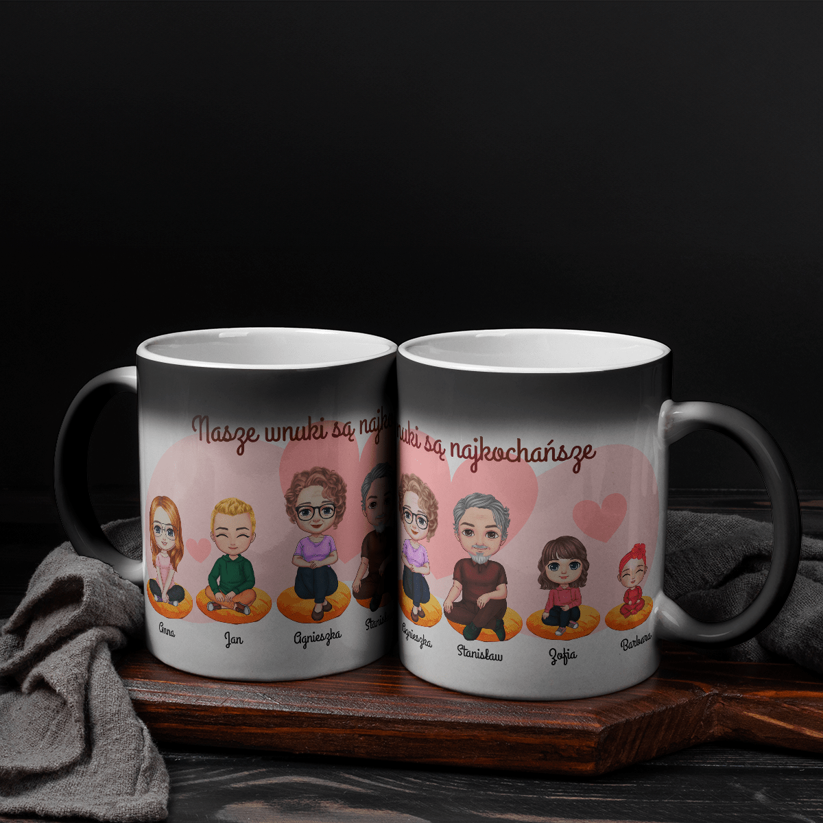 Najkochańsze wnuki Clipart - 1x Kubek magiczny z nadrukiem, spersonalizowany prezent dla dziadków - idamell.com