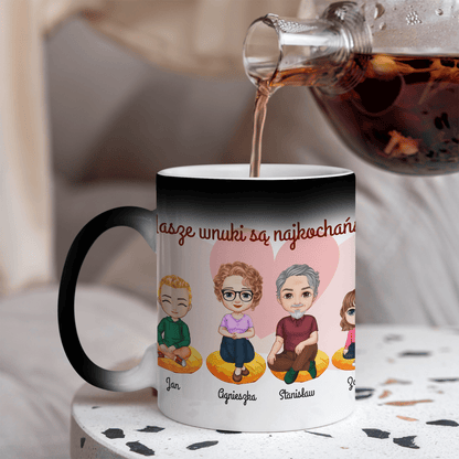 Najkochańsze wnuki Clipart - 1x Kubek magiczny z nadrukiem, spersonalizowany prezent dla dziadków - idamell.com