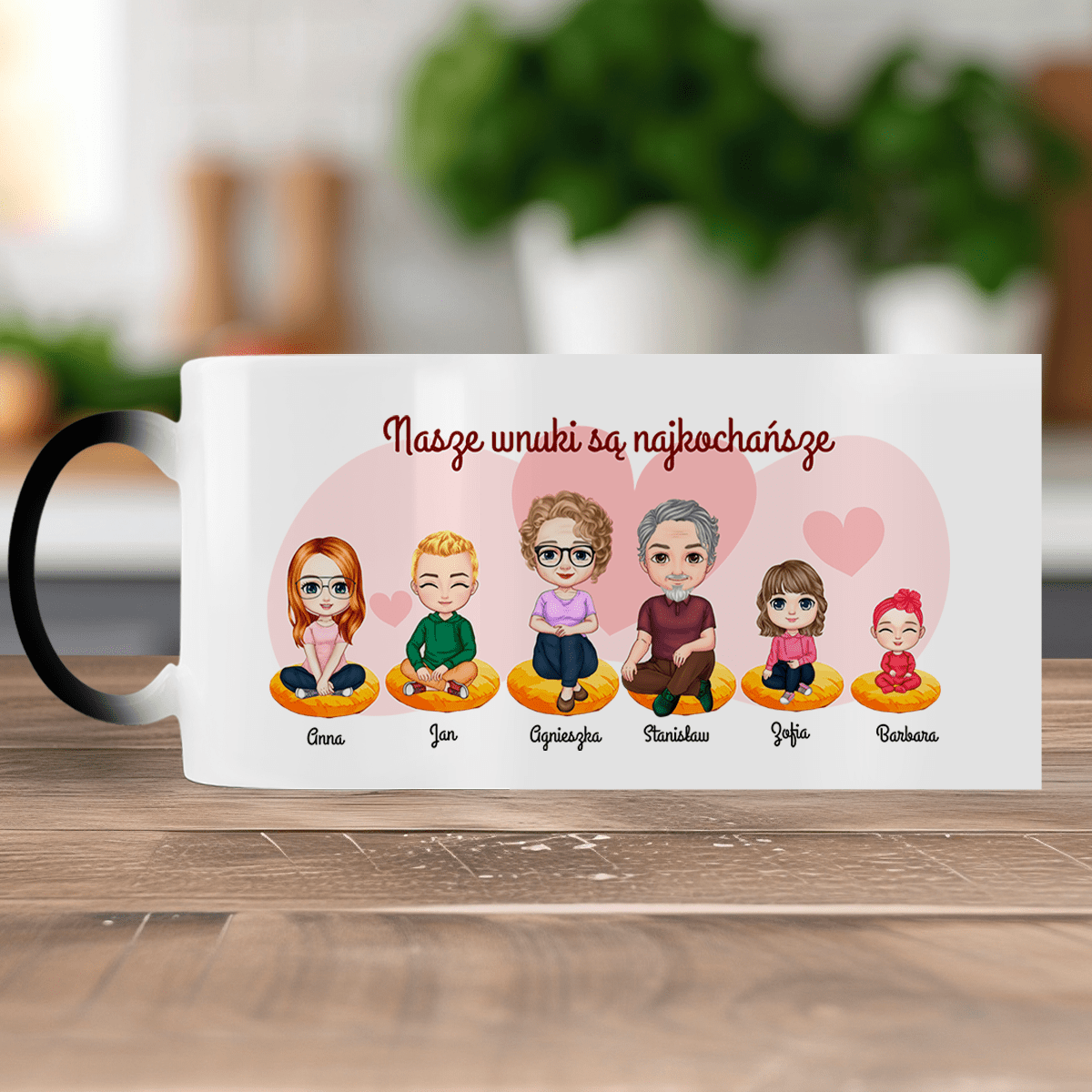 Najkochańsze wnuki Clipart - 1x Kubek magiczny z nadrukiem, spersonalizowany prezent dla dziadków - idamell.com