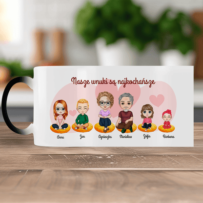 Najkochańsze wnuki Clipart - 1x Kubek magiczny z nadrukiem, spersonalizowany prezent dla dziadków - idamell.com