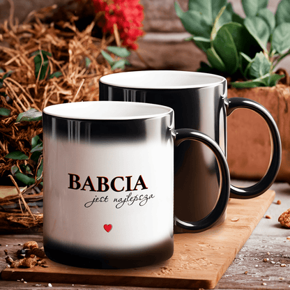 Najlepsza babcia - 1x Kubek magiczny z nadrukiem, spersonalizowany prezent dla babci - idamell.com