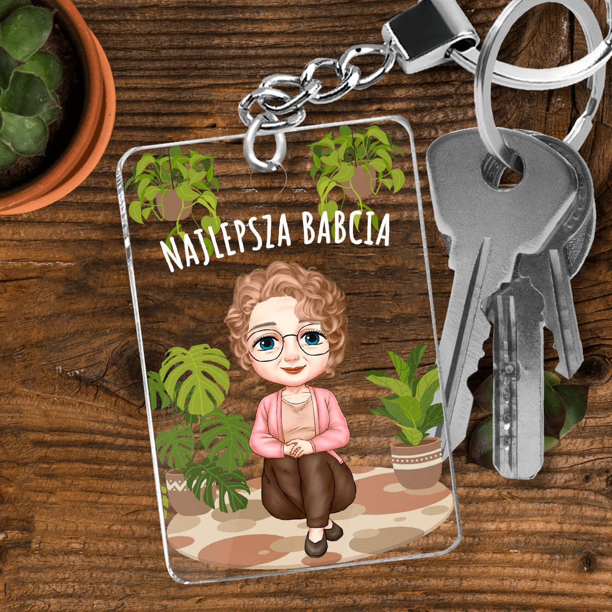 Najlepsza babcia - brelok do kluczy, spersonalizowany prezent dla babci - idamell.com