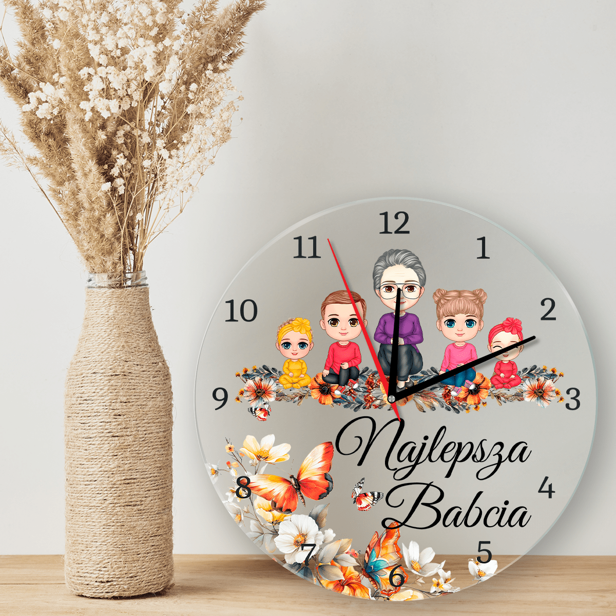 Najlepsza babcia Clipart - zegar, spersonalizowany prezent dla babci - idamell.com
