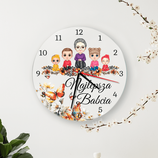Najlepsza babcia Clipart - zegar, spersonalizowany prezent dla babci - idamell.com